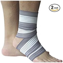 Blackcell Power Lifting Knee Wraps w/ Velcro (Pair) Squats Support (White&Gray)