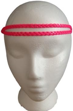 HOT PINK NEON Faux Leather Double Braid Elastic Stretch Headband / Hairband *Headband Only, No Box* [Neon Celebrity Edition]