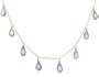 14k Yellow Gold, February Birthstone, Amethyst Briolette Station Necklace, 16"