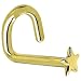 Solid 14KT Yellow Gold Star Left Nostril Screw - 18 Gauge