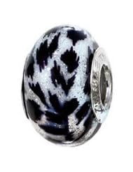 Sterling Silver Small Snow Leopard Murano Zable Bead BZ4101