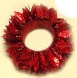 Plastic Christmas Red Tinsel Leaf Napkin Rings Set / 6