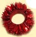 Plastic Christmas Red Tinsel Leaf Napkin Rings Set / 6