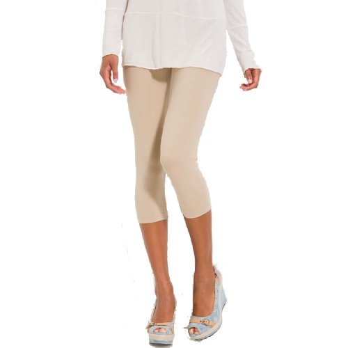 Stretch Cotton Capri Crop Seamed Leggings Tights