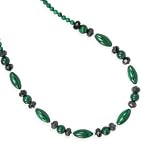 .925 Silver, Malachite and Onyx Necklace- 16 + 2