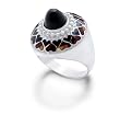 ITALIAN STERLING SILVER RING WITH TORTOISE AND BLACK ENAMEL