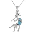 Sterling Silver Kokopelli with Turquoise Necklace