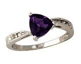 Amethyst and Diamond Trillion Twist Ring 14K White Gold
