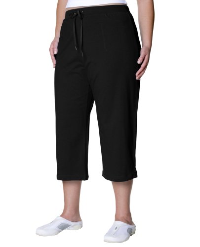 Danskin Women's Plus Size Cotton Drawstring Crop Pant,Black,1x