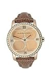 BCBGMAXAZRIA Crystal Collection Purist Brown Leather Silver Dial Women's watch #BG6215