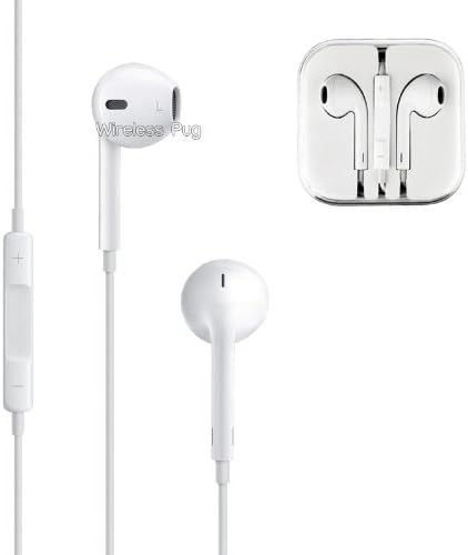 WirelessPug Earphones 3.5mm Stereo Headphones With Remote and Mic Headset For iPhone iPod 5 5S MP3 Earbuds (White)