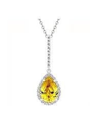 Yellow Tear Drop Pendant Necklace