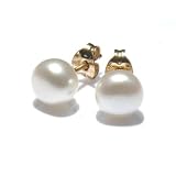 7.0-7.5 MM White Freshwater Pearl Stud Earrings