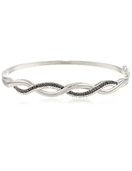Silver Black and White Diamond Bangle Bracelet (0.50 cttw, I-J Color, I2-I3 Clarity)