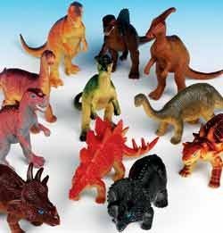 Rhode Island Novelty Assorted Jumbo Dinosaurs Up to 6-Inch Long Toy Figures, Pack of 12