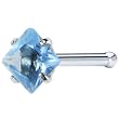 18 Gauge L Blue Diamond Cubic Zirconia Nose Bone