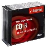 Imation Printable - 10 x CD-R - 700 Mo ( 80 min ) 52x - blanc - surface imprimable par jet dencre, noyau intérieur imprimable - boîtier CD étroit - support de stockage