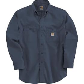 Buy Carhartt Flame-Resistant Lightweight Twill Tradesman Shirt, Navy by Carhartt