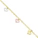 14 Karat Gold Tri-color Heart Charms Bracelet 7.25 inches