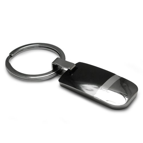 Edward Mirell Mens Grey Titanium, Black Titanium and Sterling Silver Key Ring