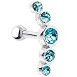 Silver 925 Aqua Cubic Zirconia Circles Cartilage Earring