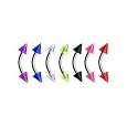 7 Piece Mixed Uv Lot Curved Spike Eyebrow Body Jewelry Piercing Bar Ring Rings