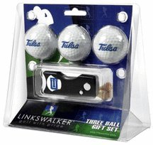 Tulsa Golden Hurricane 3 Golf Ball Gift Pack With Spring Action Tool