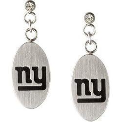 Stainless Steel New York Giants Logo Dangle Earrings