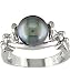 Sterling Silver Black Tahitian Pearl (8-9mm) Ring