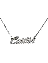 Name Necklaces Caitlin - Personalized Necklace White Gold Plated 18K, Belcher Chain, 2mm Thick