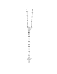 Sterling Silver Catholic Rosary Rosaries Bead Necklace Virgin Mary Cross 3mm