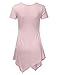 NINEXIS Women's Basic Short Sleeve V-neck Tunic Top with Asymmetric Hem