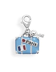 Rhodium Plated Suitcase Charm with Lobster Clasp