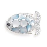 Blue Fish Pin Brooch Sterling Silver