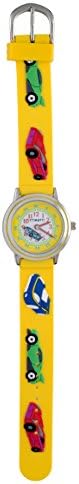 Tomato Kids Watch with 3d Moving Racing Car, Yellow Strap and Stainless Steel Back