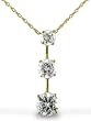 14KT Yellow Gold 1.0 CTW Three-Stone Round CZ Pendant on 18" Chain