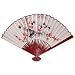 Unique Asian Art, D�cor Gifts - 42" Japanese White Painted Wall Fan - Red Flowers & Birds #1