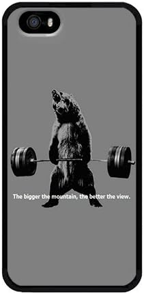 iPhone 5 Case,iPhone 5S Case,VUTTOO Stylish Bear Lifting Weights Quote Soft Case For Apple iPhone 5/5S - TPU Black