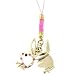 Licensed Playboy Cellphone Charm with Braided Baton with Gold Bunny and a Second Bunny with Pink Rhinestones