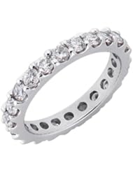14K White Gold 1.89cttw Prong Set Eternity Round Diamond Ring Band