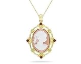 Cameo Pendant with Garnet and Peridot in Yellow Gold