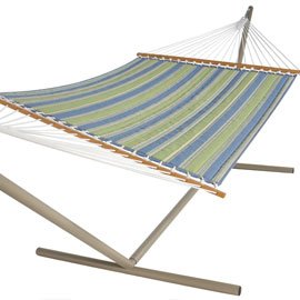 Pawleys Island Castaway Q4277 Sky Blue & Soft Green Striped Quilted Hammock