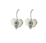 Image of plain Silver Earrings Set With a little round opal Stone in the centre