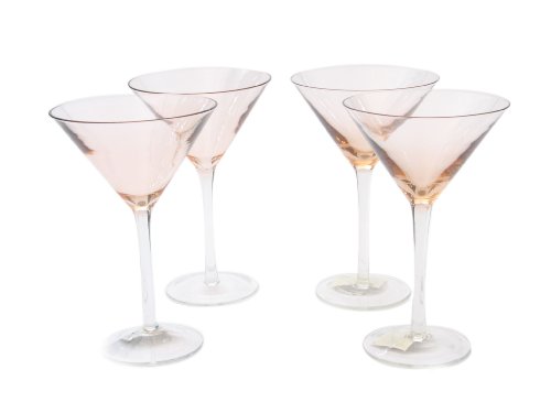 Certified International Pink 12-ounce Martini ,Set of 4