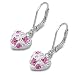 Sterling Silver & Pink CZ Heart Dangling Earrings