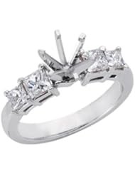 14K White Gold 0.85cttw Princess Diamond Semi Mount Engagement Ring