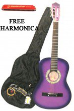 New PURPLE Acoustic Guitar w/ Gigbag + FREE Harmonica