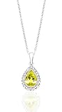 .86 TCW PEAR SHAPED LEMON QUARTZ & DIAMOND 14K PENDANT