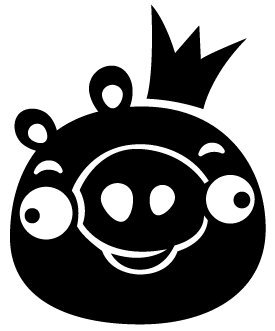 Angry Birds - King Pig - Filled Version - Video Game Decal / Sticker - Size: 7.0 x 5.6 inches - Color: Black