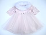 Boutique Dress by BebeMonde Pink Tulle & Satin Faux Fur Collar 12 Month